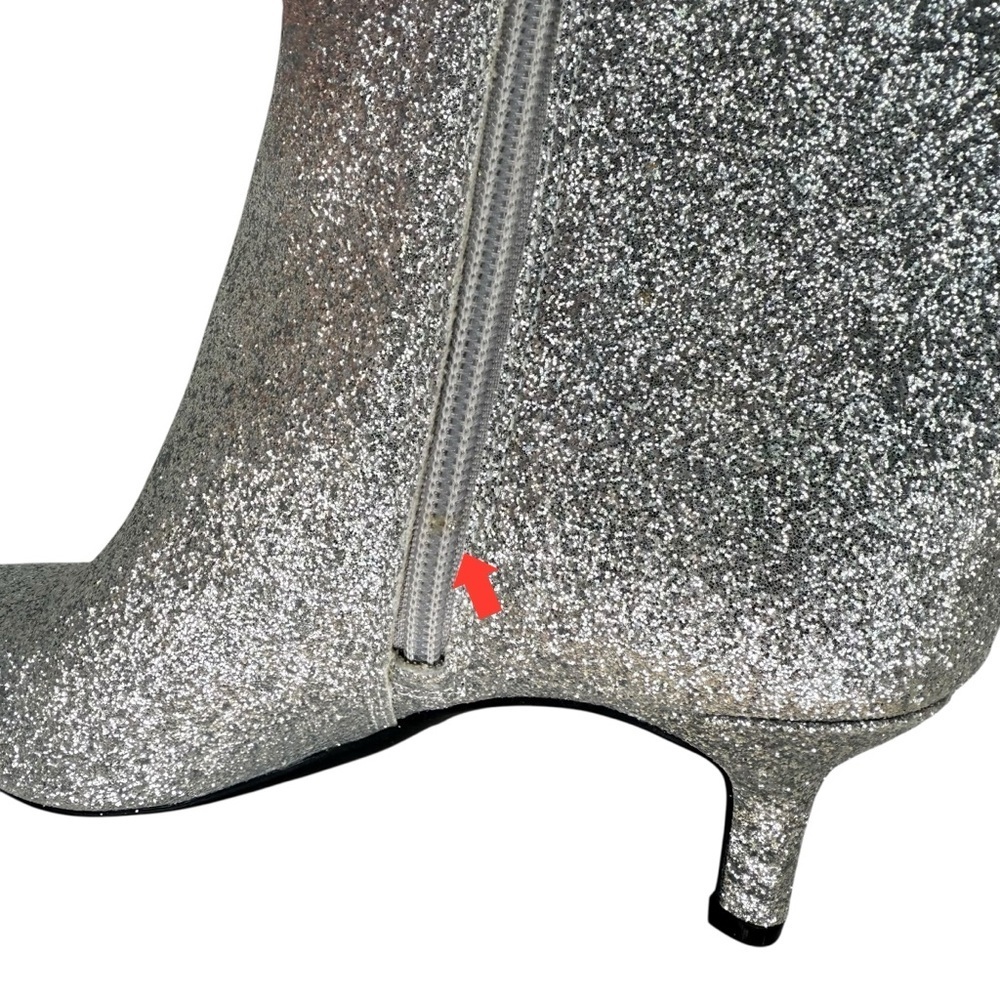 ~ ON 34th Aatira Tulip Silver Glitter Womens Booties Size 7M - Picture 9 of 14